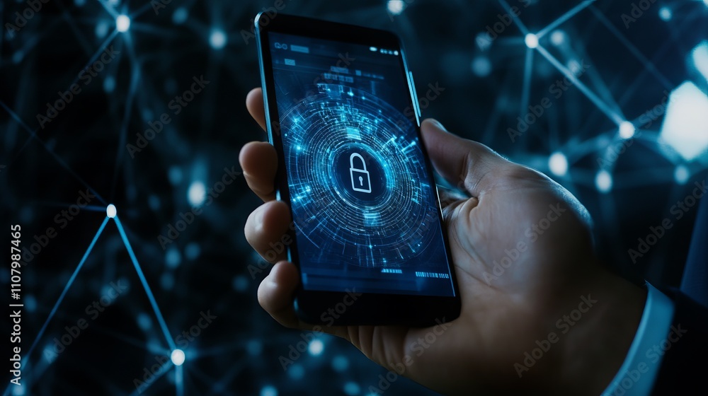Poster cybersecurity and privacy concepts for data protection lock icon with internet security technology h