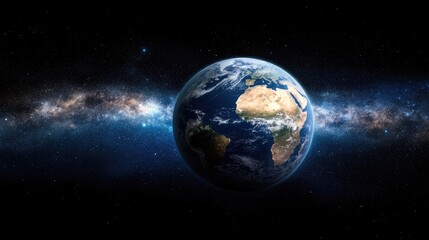 Obraz premium The depiction features a highly detailed Earth, suspended in space, with tranquil ocean waves and ominous storm clouds enhancing the atmosphere