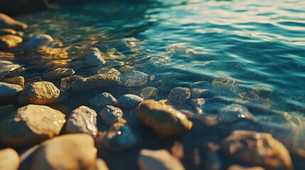 Smooth River Stones Submerged In Clear Water