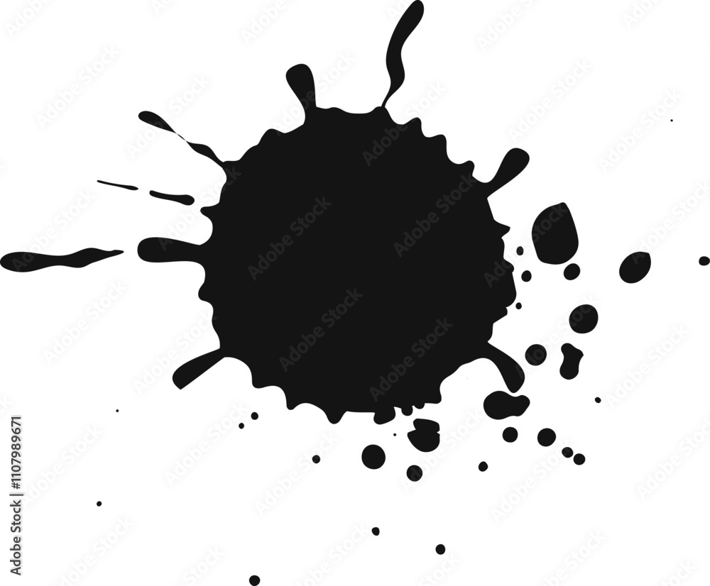 Poster black ink splashing on white background, creating dynamic, abstract composition. messy, grungy textu