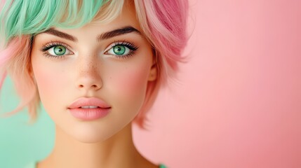 Naklejka premium Bringing Bold Colors to Life With a Vibrant Fashion Influencer in a Playful Setting
