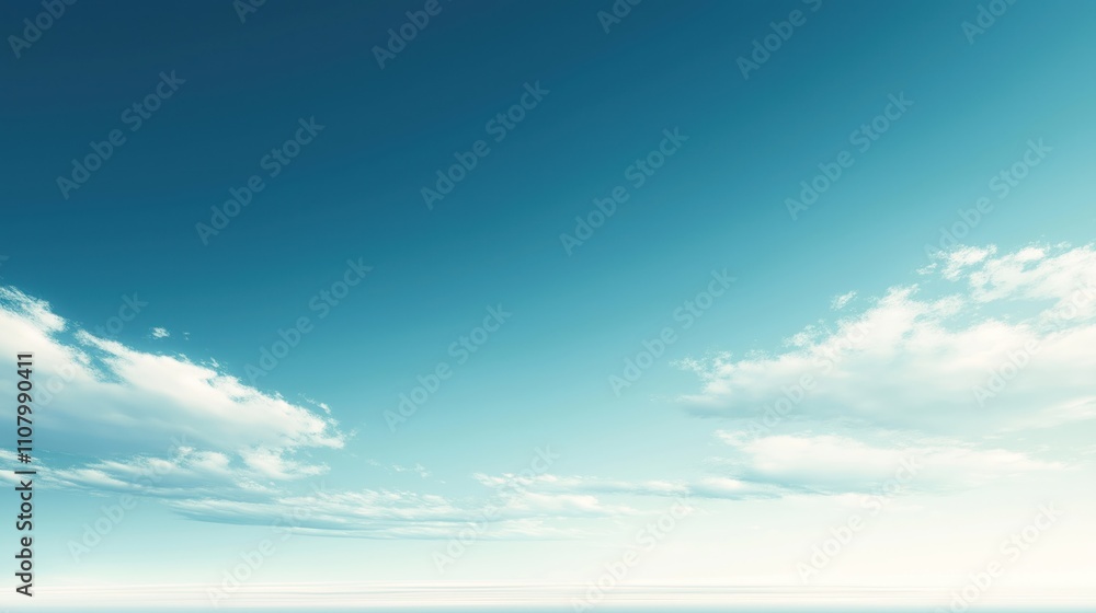 Poster serene sky with soft clouds, gradient of blue hues. peaceful, relaxing ambiance. suitable for variou