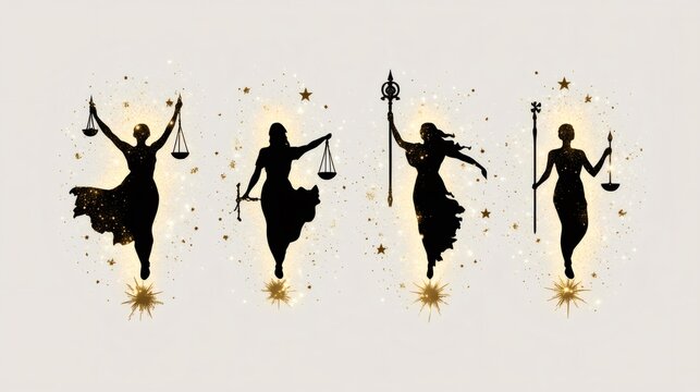 stoic virtues interpretation, simple illustration of stoic virtues wisdom, courage, justice, and moderation