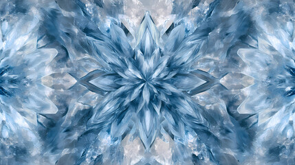 An abstract pattern of crystalline shapes in shades of blue and silver, creating a modern, dynamic visual. Crystalline. Illustration