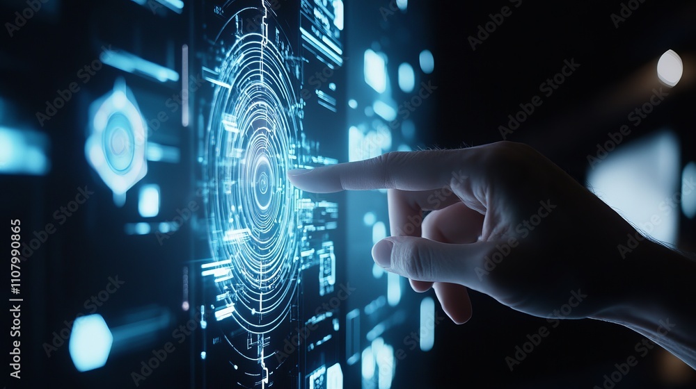 Poster cybersecurity data protection and information privacy a virtual screen showcasing internet and techn