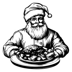 Obraz premium illustration of Christmas Santa with food in hand