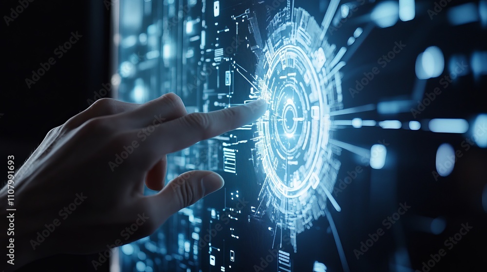 Poster cybersecurity data protection and information privacy a virtual screen showcasing internet and techn