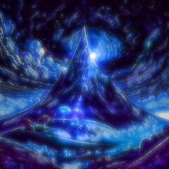 abstract background of a tall mountain with clouds