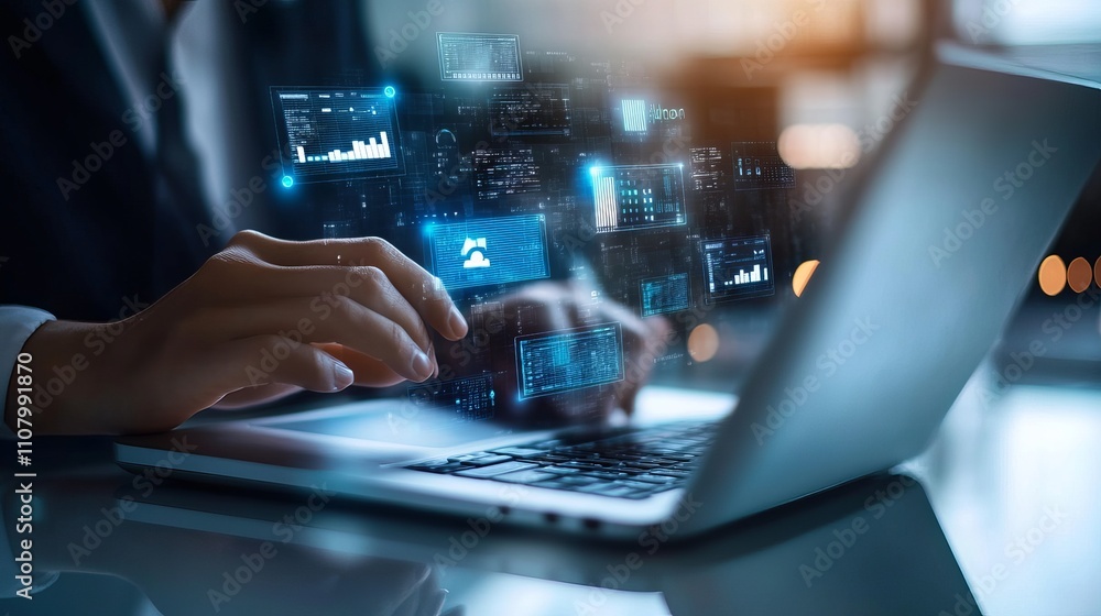 Poster cybersecurity in the digital age online privacy smart security software and global network protectio