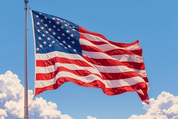 Obraz premium american flag against blue sky