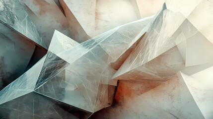 A visually arresting abstract design of geometric web built from crystalline structures, evoking the elegance and complexity of nature's intricate patterns in art form. Crystalline. Illustration