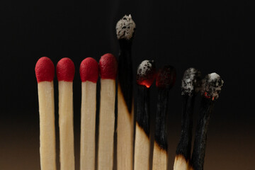 matches on black background
