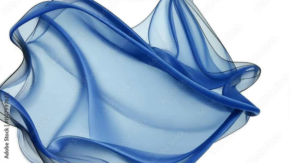 Poster elegant translucent blue fabric soft waves and flowing movement showcase delicate texture and tranqu