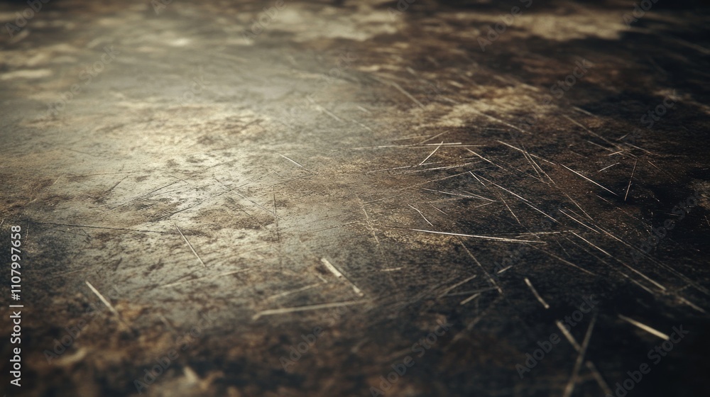 Poster scratched metallic surface showing texture and age
