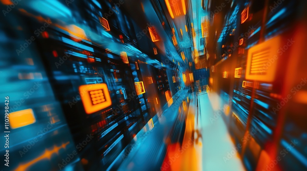 Poster abstract digital corridor of data and technology