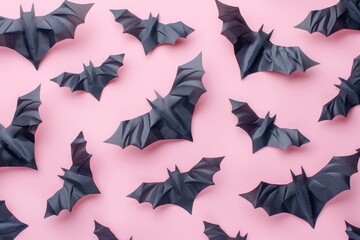 Halloween bats on pink background for decoration concept.