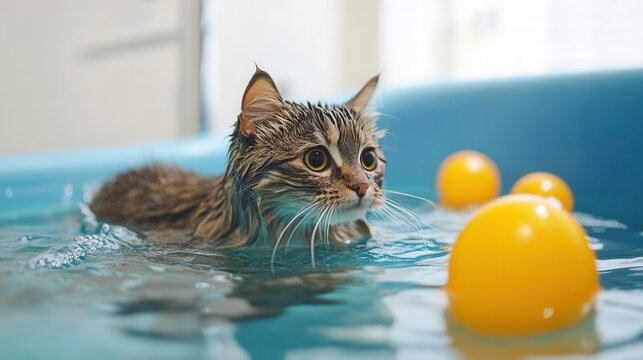 A treatment session featuring water exercises for a postsurgery pet
