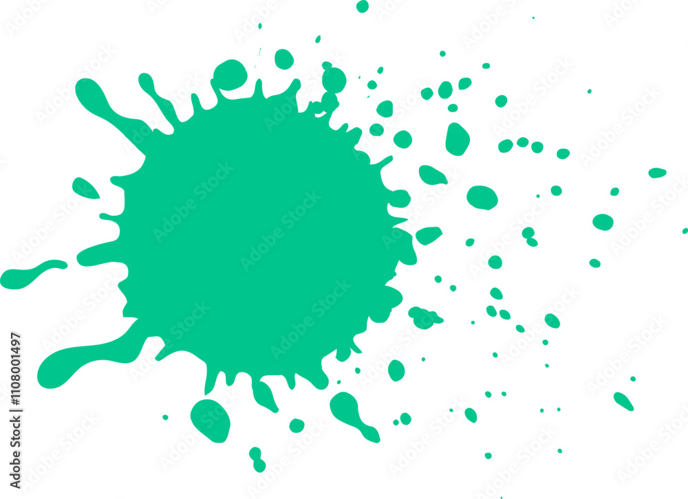 Aufkleber green paint splashing on white background, creating vibrant design with dynamic splatters and drople