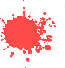 Vivid coral red paint splattering on white, creating a modern, vibrant burst of color for any design project.