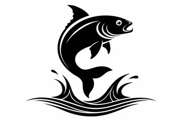 Obraz premium a fish jumping line art silhouette vector illustration