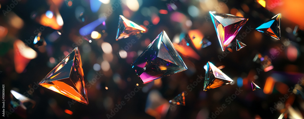 Aufkleber Colorful crystals reflecting light create a captivating visual display in an abstract setting