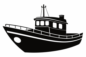 Obraz premium boat line art silhouette vector illustration