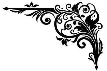 decorative corner element line art silhouette vector illustration