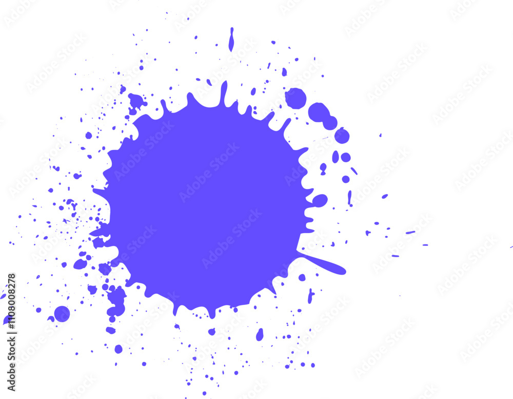 Poster purple paint is splashing on a white background, creating an artistic and vibrant visual effect, per