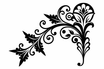 decorative corner element line art silhouette vector illustration