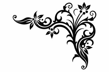 decorative corner element line art silhouette vector illustration