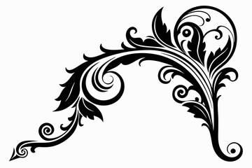 Fototapeta premium decorative corner element line art silhouette vector illustration