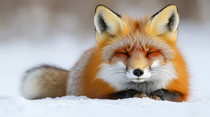 Obraz premium Sly red fox on a white background close-up