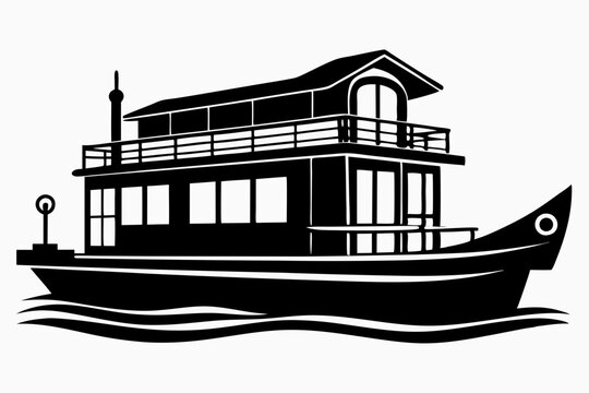 black boat on water clip art preview