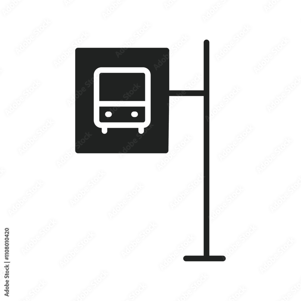 Poster Bus stop stand icon web design in vector