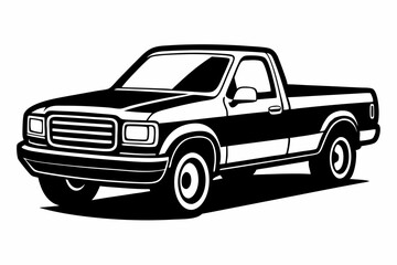 pickup truck line art silhouette vector illustration