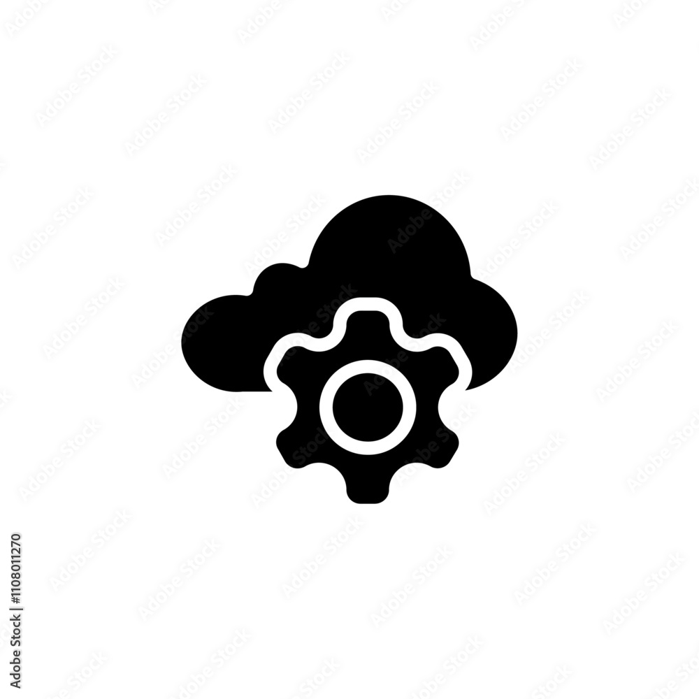 Poster cloud data settings icon web design in vector