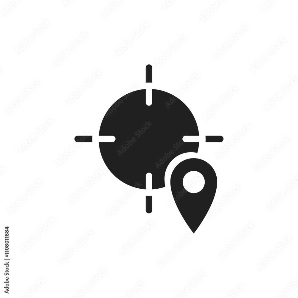 Poster crosshair location pin icon web design in vector