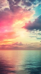 Fototapeta premium Colorful rainbow arching over peaceful water surface photos