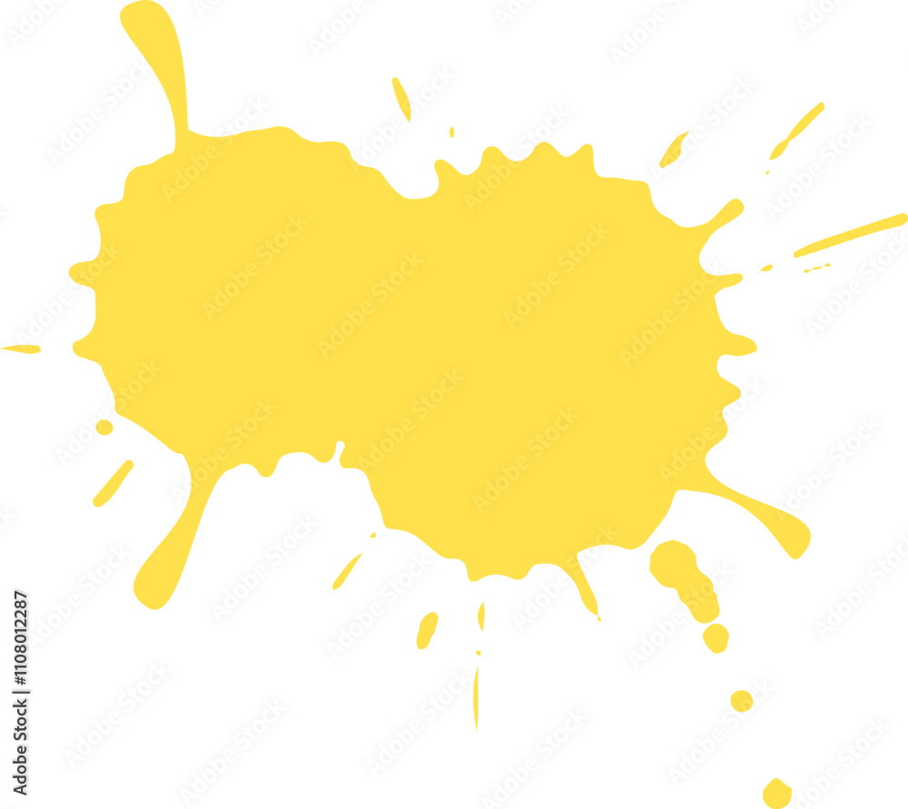 Aufkleber vibrant yellow paint splatters energetically on a white backdrop, creating a modern, playful design 