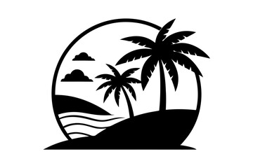 tropical island with palm tree