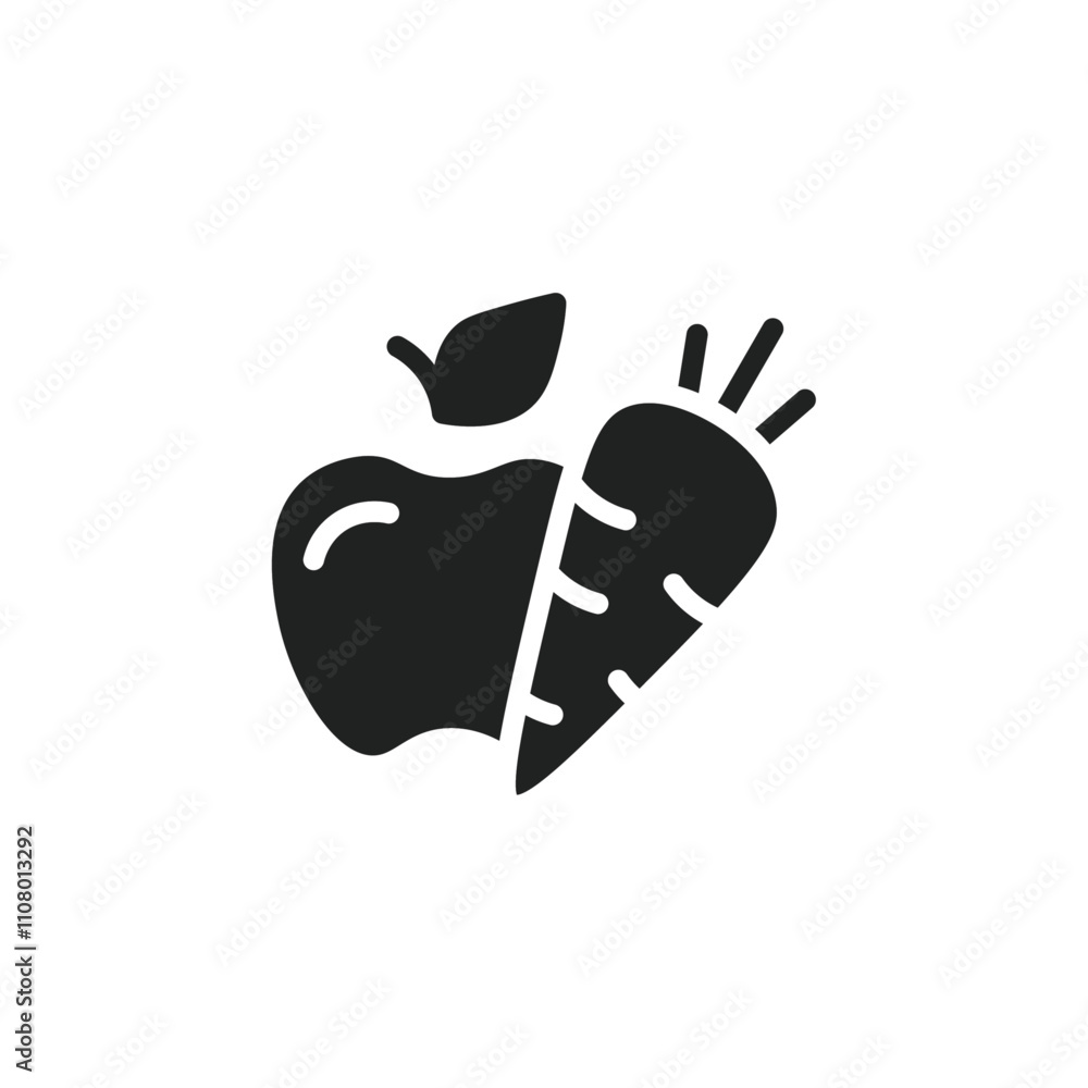 Poster Fruits and vegetables icon web design in vector