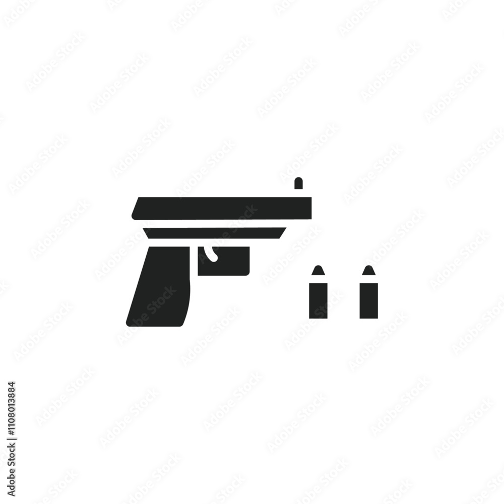 Poster Gun with ammunition icon web design in vector