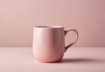 Obraz premium Mockup of a funny tea or coffee cup , pink color, isolated, on a plain background, ready to overlay designs or logos for merchandising