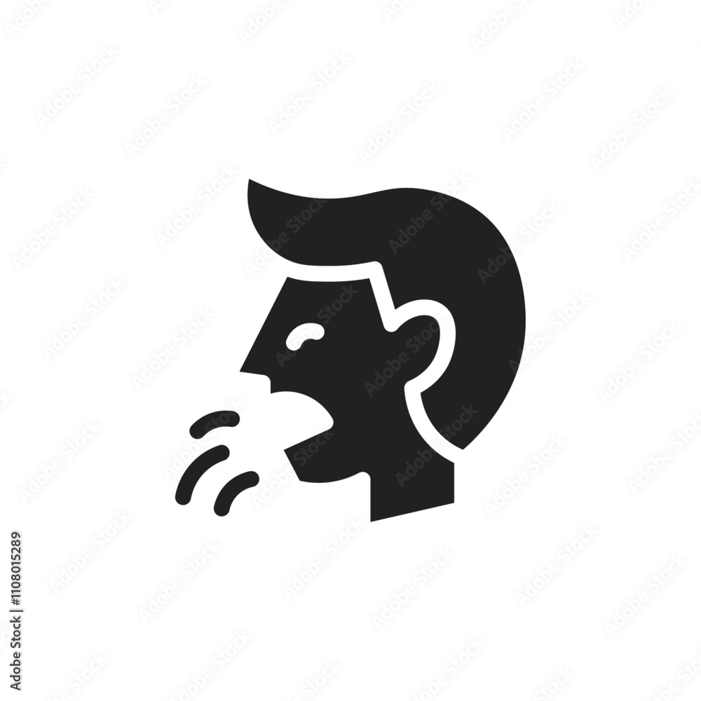 Poster man coughs icon web design in vector