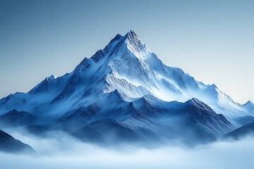 Obraz premium A snow-capped mountain peak rises above a sea of clouds