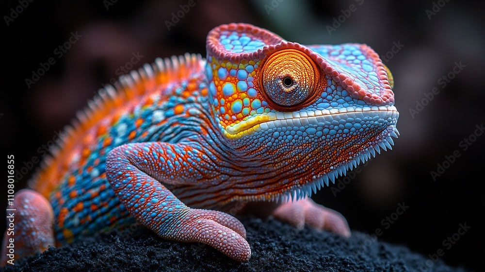 Poster chameleon is a fascinating reptile known for its ability to change color and blend into its surround