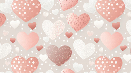 Delicate seamless pattern of hearts in soft colors on light background, perfect for romantic designs and celebrations