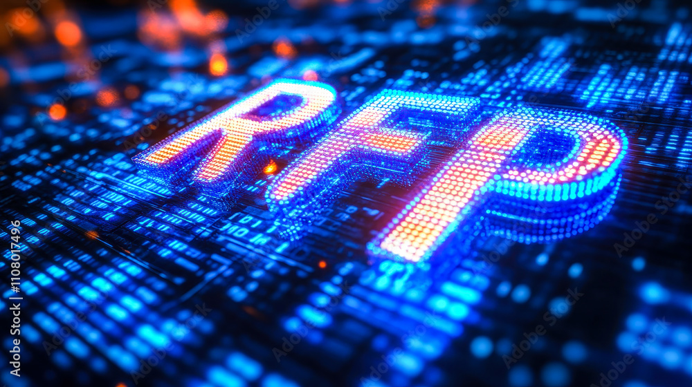 Poster digital matrix binary code forming rfp concept for request for proposal technology