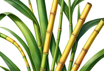 Obraz premium SPA watercolor seamless pattern. Illustrations bamboo branch with leaves. Nature background.
