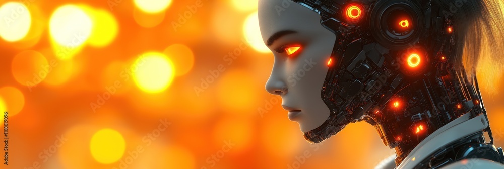 Poster ai robot profile. retro tech vibe. unseen stories. future tech. nostalgic black, white style. sci-fi